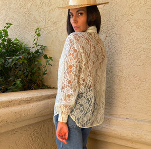 "GET THAT CREAM" 70'S LACE BLOUSE