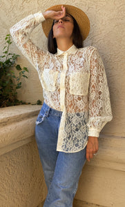 "GET THAT CREAM" 70'S LACE BLOUSE