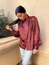 Load image into Gallery viewer, &quot;BORDEUX BABE&quot; 90&#39;S PRINT BLOUSE