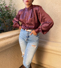 Load image into Gallery viewer, &quot;BORDEUX BABE&quot; 90&#39;S PRINT BLOUSE