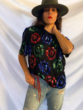Load image into Gallery viewer, &quot;GET ME FLOWERS&quot; 80&#39;S FLORAL SEQUIN TEE