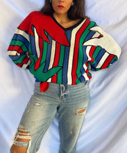 Load image into Gallery viewer, &quot;WINTER FLAMES&quot; 80&#39;S STRIPE SWEATER