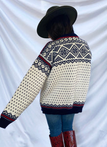 "BY THE FIREPLACE" 80'S NORDIC ALPINE CARDIGAN