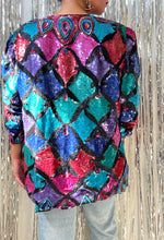 Load image into Gallery viewer, &quot;DONT PLUCK MY FEATHERS&quot; 80&#39;S SEQUIN JACKET