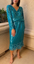Load image into Gallery viewer, &quot;BLING BLING BABY&quot; 80&#39;S SEQUIN BLOUSE &amp; SKIRT SET