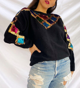 "GLAMMED UP" 80'S SEQUIN SWEATER