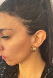 "STACKED" 70'S GOLD WOVEN EARRINGS